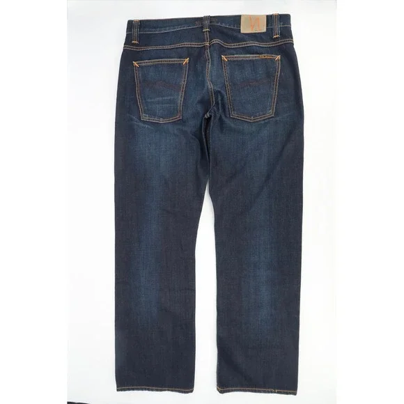 Nudie Jeans Average Joe Mens 38x32 Double Dip Indigo Straight Leg Denim NJ2160 - Picture 3 of 15